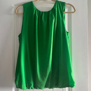 Liz C. Green Plicated Sleeveless Summer Top